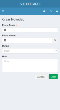 Formulario de novedad