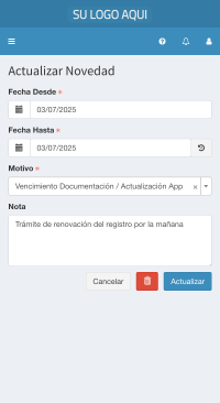 Editar novedad